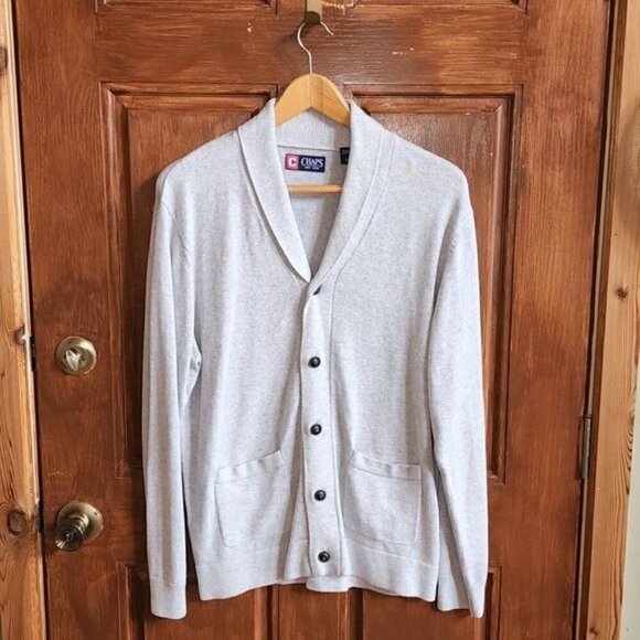 Chaps Grandpa Full Buttoned Collared Pocketed Long Sleeve Sz. L Sweater Cardigan - Picture 1 of 14